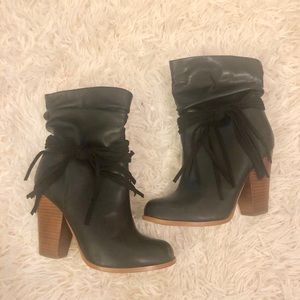 Faux leather black booties